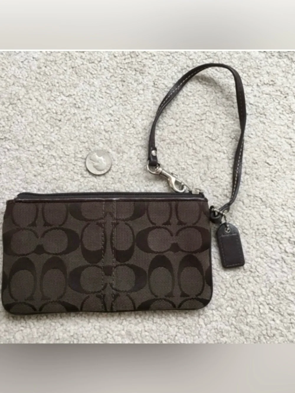 Vintage Y2K Authentic Coach Womens Brown Snake Print Buckle Wristlet Clutch